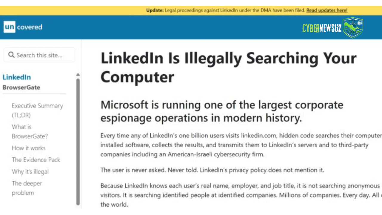🚨 Hacker uslubida kuzatuv? LinkedIn yashirin kod orqali brauzeringizni tekshirayotgani fosh bo‘ldi